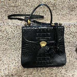 BRAHMIN-black leather, alligator embossed. EUC. No stains or smells.
